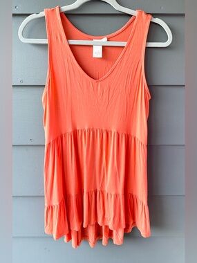 Ady P light orange sleeveless tiered top Sz M